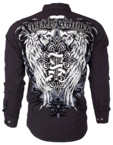 XTREME COUTURE by AFFLICTION Men's BUTTON DOWN Shirt KINGS FALL Skulls $78 - Picture 1 of 10