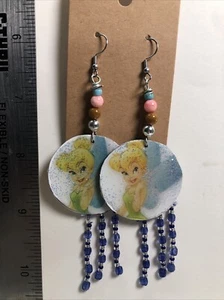 Tinkerbell Earrings, Beaded, Lightweight, Hook Dangle Drop, - Picture 1 of 4