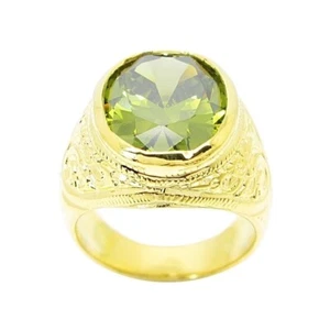 Ring Green Gem Size us.9 Gold Micron Plated 24k Jewelry Thai Amulet - Picture 1 of 4
