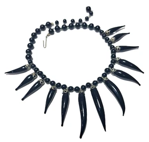 Gargantilla de Colección Vidrio Negro Japón Anudado Cuentas Collar Garras de Dragón Bruja Gótica - Imagen 1 de 9