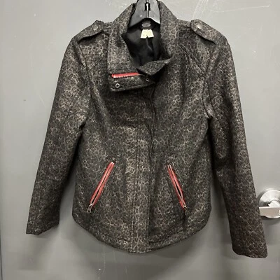 Free People We The Free Women’s Zip And Button Jacket Black Animal Print Size 8 - Image 1 of 4
