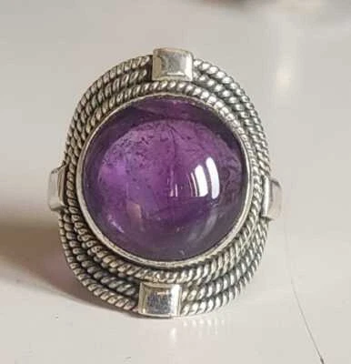 AMETHYST NATURAL GEMSTONE RING 925 STERLING SILVER HANDMADE JEWELRY RING 3 TO 12 - Image 1 of 4