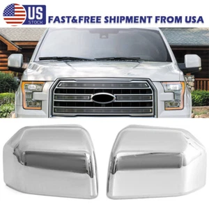 Chrome Top Half Side Cap Mirror Cover Assemblies Fits 2015~2020 Ford F150 F-150 - Picture 1 of 12