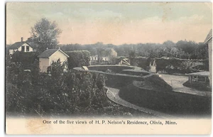 H.P. Nelson's Residence, Olivia, Minnesota 1908 Hand-Colored Vintage Postcard - Picture 1 of 2