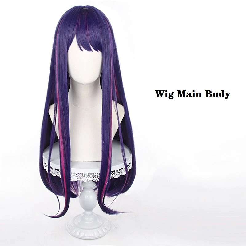 Peluca Cosplay Anime Oshi no Ko Hoshino Ai Púrpura Rosa Rosa Pelo Largo Liso 80 cm Foto 1 de 4