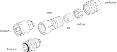 IP67 Connector Binder Snap-In female cable connector Contacts:8, 4.0 - 6.0 mm - Image 1 of 4