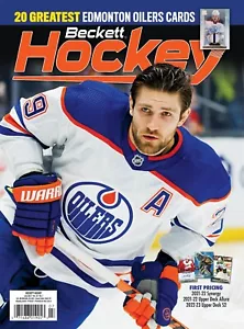 New JULY 2023 Beckett HOCKEY CARD PRICE GUIDE Magazine w/20 GREATEST OILERS CARD - Picture 1 of 18