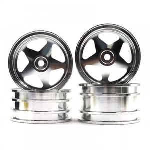 NEW Yeah Racing F/R Alum CNC 5 Spoke Rim Set Sil Tamiya 4WD Buggy FREE US SHIP - Picture 1 of 4