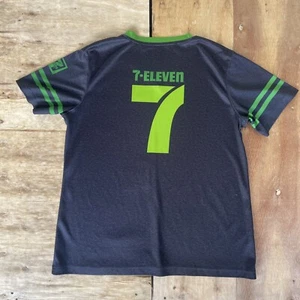 7-11 Employee Uniform Shirt Woman’s Large Black Green V Neck Pullover - Picture 1 of 14