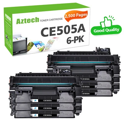 6PK CE505A Toner Cartridge for HP 05A LaserJet P2055D P2055DN P2055X Printer - Image 1 of 4