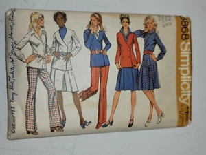Vintage 70er Jahre Simplicity Schnittmuster Größe 16 Bluse Rock Hose Cardigan 9868 - Bild 1 von 2