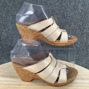 Clarks Sandali Donna Sinistro 7,5 M Destro 7 M Liz Ventura Slides Zeppa 60352 Beige - Foto 1 di 12