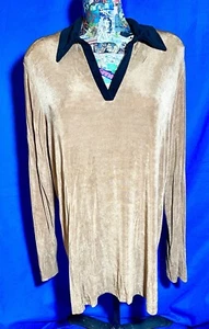 Slinky Brand long sleeve, V-neck, Collared Top Size M - Picture 1 of 6