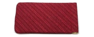 Calabria Squeeze Top Eyeglass Case Soft Faux Leather Red Women Braided Textured