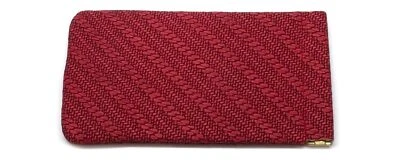 Calabria Squeeze Top Eyeglass Case Soft Faux Leather Red Women Braided Textured - Image 1 of 2