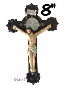Cruz de Jesús 8" Pulgadas Estatua San Benito Sello Crucifijo Totalmente Nuevo Pared - Imagen 1 de 3