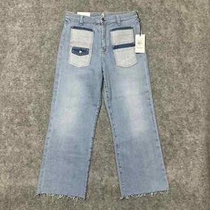 New 7 For All Mankind Women's Wide Leg Frayed Hem Cropped Jeans Size 31 Blue - Picture 1 of 12