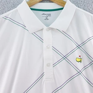 MASTERS TECH White Golf Polo Shirt Men's XXL Masters Logo Short Sleeve Stretch - Picture 1 of 6