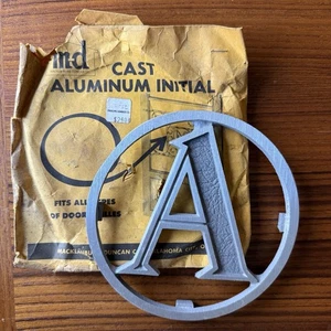Vtg MCM 60's Aluminum Screen Storm Door 6.25" Letter Monogram Emblem "A" Initial - Picture 1 of 8