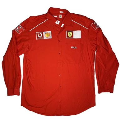 Vintage FILA Ferrari F1 Racing Button Shirt Michael Schumacher XL Scuderia Shell - Image 1 of 4