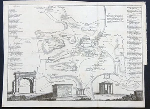 stampa antica pianta di Roma 1823 Ridolfino Venuti carta topografica antichità - Picture 1 of 8
