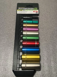 Pittsburgh Pro 10 PC 3/8" Drive Deep Wall Color Coded SAE Socket Set - Picture 1 of 10