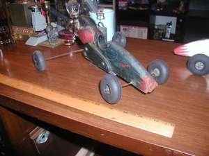 Vtg 1950s Wood Gas Powered Toy Race Car - Picture 1 of 11