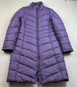 LL Bean Puffer Jacket Womens Small Regular Purple Full Zip Filled Long Coat - Picture 1 of 6