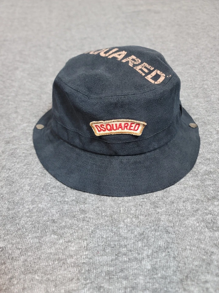 Dsquared2 Unisex Adultos Sombrero Cubo Talla Única Negro Gamuza Logo Raro  Foto 1 de 4