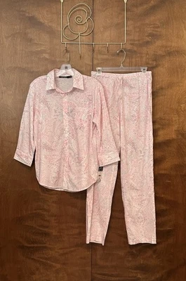 Ralph Lauren Conjunto de 2 Piezas Pijama Mujer S Rosa Paisley Algodón Popelina Top y Pantalones Foto 1 de 4