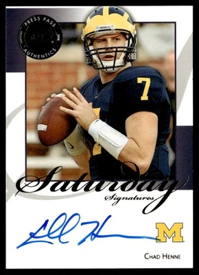 Press Pass Legends Saturday Signatures 2008 Chad Henne automático Michigan Wolverines Foto 1 de 2