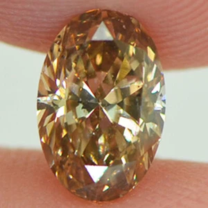 Oval Shape Diamond Fancy Yellow Brown Color Loose 1.03 Carat SI2 GIA Certificate - Picture 1 of 8