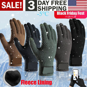 Thermal Windproof Knitted Winter Gloves Touch Screen Warm Mittens for Men Women