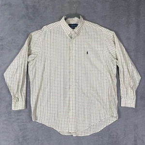 Ralph Lauren Button Down Shirt Mens XL Beige Check Long Sleeve Classic Cotton - Picture 1 of 12