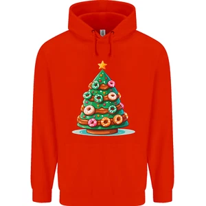 Donut Christmas Tree Funny Xmas Food Mens 80% Cotton Hoodie - Picture 1 of 17