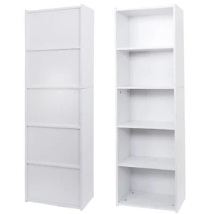 5-Tier Organizer MDF Bookshelf Open Shelf Bookcase Storage Shelf Home White - Picture 1 of 12