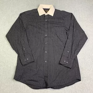 Donald J Trump Shirt Adult 15 Black Pin Striped Button Up Long Sleeve Mens - Picture 1 of 11