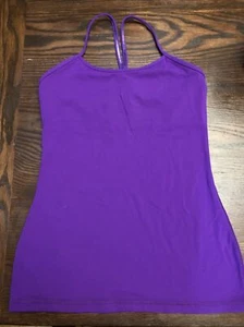 Lululemon Womens Racerback Tank Purple White Striped Sz 6 - Picture 1 of 6