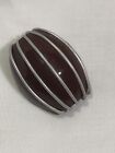 Brown Bakelite Shank Button With Aluminum Strips