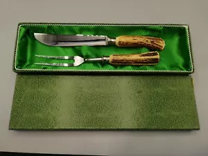 Cubiertos de caza Wingen Otelo cubiertos de zanja de dos piezas cuerno de ciervo Solingen - Imagen 1 de 12