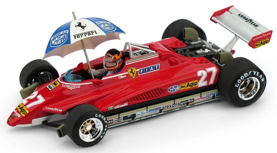 FERRARI 126 C2 G. VILLENEUVE 1982 N.27 BRAZIL GP + PILOTA 1:43 R593-CHU BRUMM - Immagine 1 di 1