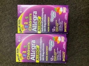 2*childrens Allegra Allergy 12HR 24 Tablets Orange Cream Flavor EXP 05/25 48ct - Picture 1 of 3