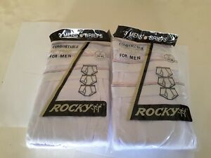 Vintage ROCKY Briefs White Underwear. LOT OF 2 PACKS(6PC). Size L 38-40