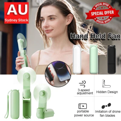 Portable Mini Hand-held Fan Folding Desk Cooler Cooling Fan USB Rechargeable Fan - image 1 of 4