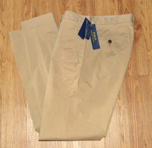 Neu mit Etikett Ralph Lauren Polo 32 hellbraun Stretch gerade Passform flach Baumwolle Chinohose g6j9 - Bild 1 von 13