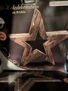 LED Weihnachtsstern aus Holz mit 10er LED.      5Verschiedene Art - Bild 1 von 6