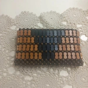 Rafiki Foundation Wood Beaded Zip Top Clutch Purse Boho Natural Bag Africa - Picture 1 of 11