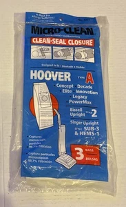 Hoover Type A Micro Clean Vacuum Cleaner Bag 3 pack - Picture 1 of 2