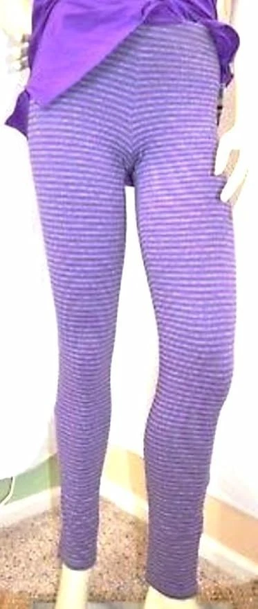 Jenni Jennifer Moore Mujer Pijama Leggings Rayas Púrpura y Gris Foto 1 de 1