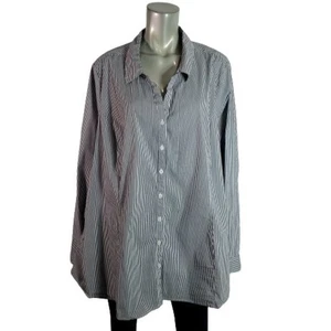 Torrid Stripe Poplin Button Up Shirt Plus Size 6X Stretch Collared Cotton - Picture 1 of 6